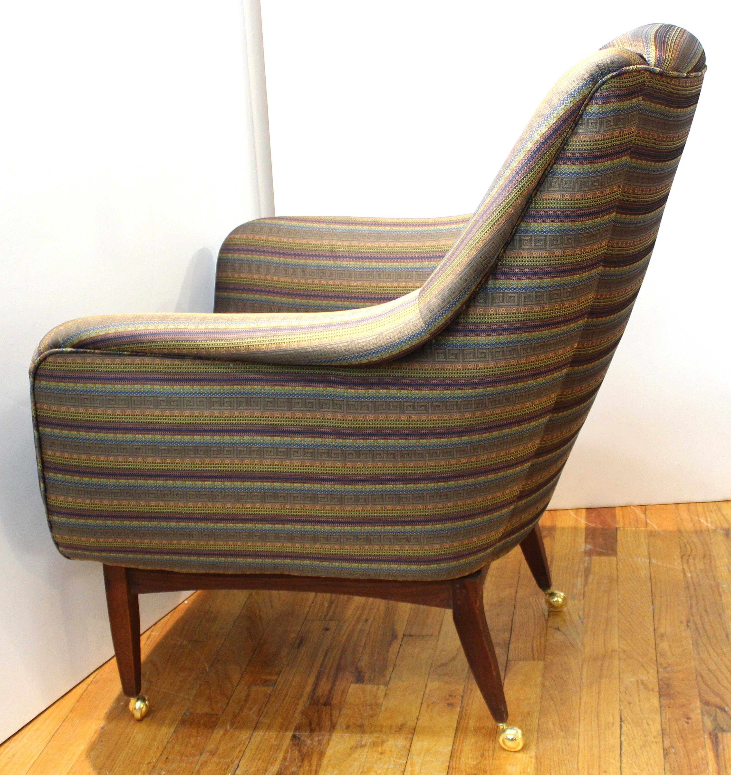 Mid-Century Modern Armchair with Foot Stool on Casters 3