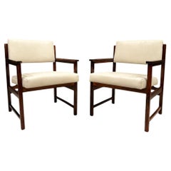 Mid-century Modern Armchairs in Hardwood & Beige Leather, Bureau, 1960s, Brazil