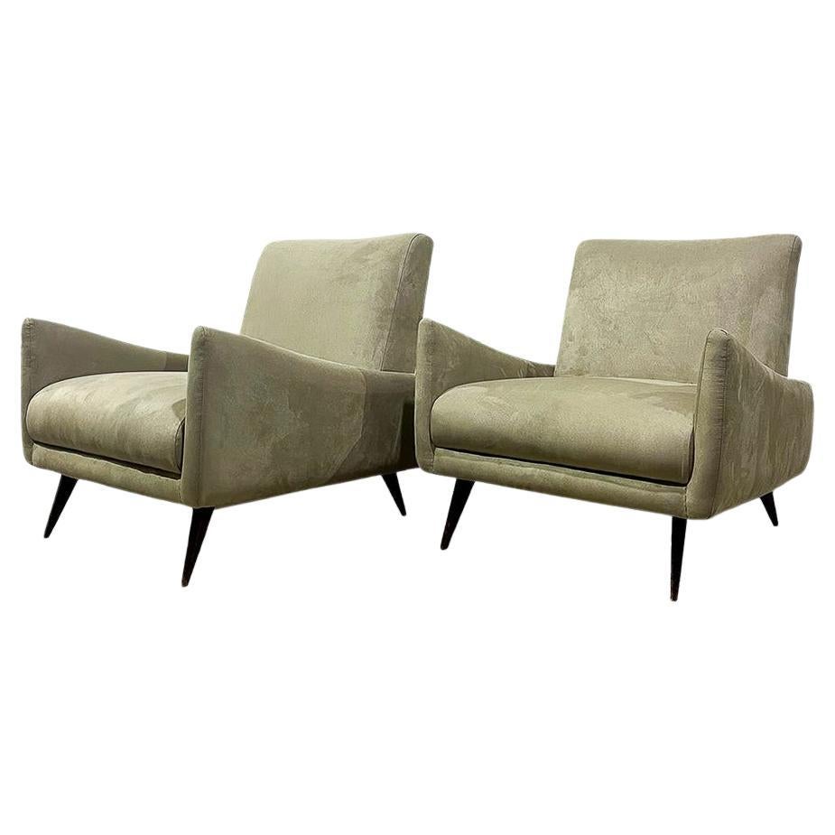 Mid Century Modern Armchairs in Hardwood & Fabric Att. to Jorge Zalszupin For Sale