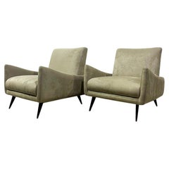Mid Century Modern Armchairs in Hardwood & Fabric Att. to Jorge Zalszupin