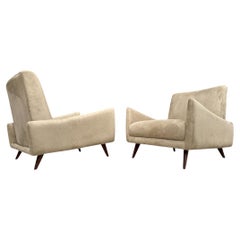 Poltrone moderne del Mid Century in legno e tessuto attribuite a Jorge Zalszupin