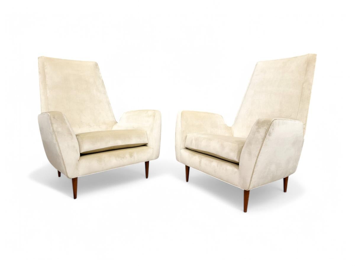Mid-Century Modern Armchairs in Hardwood & Velvet by Giuseppe Scapinelli, Brazil For Sale 2