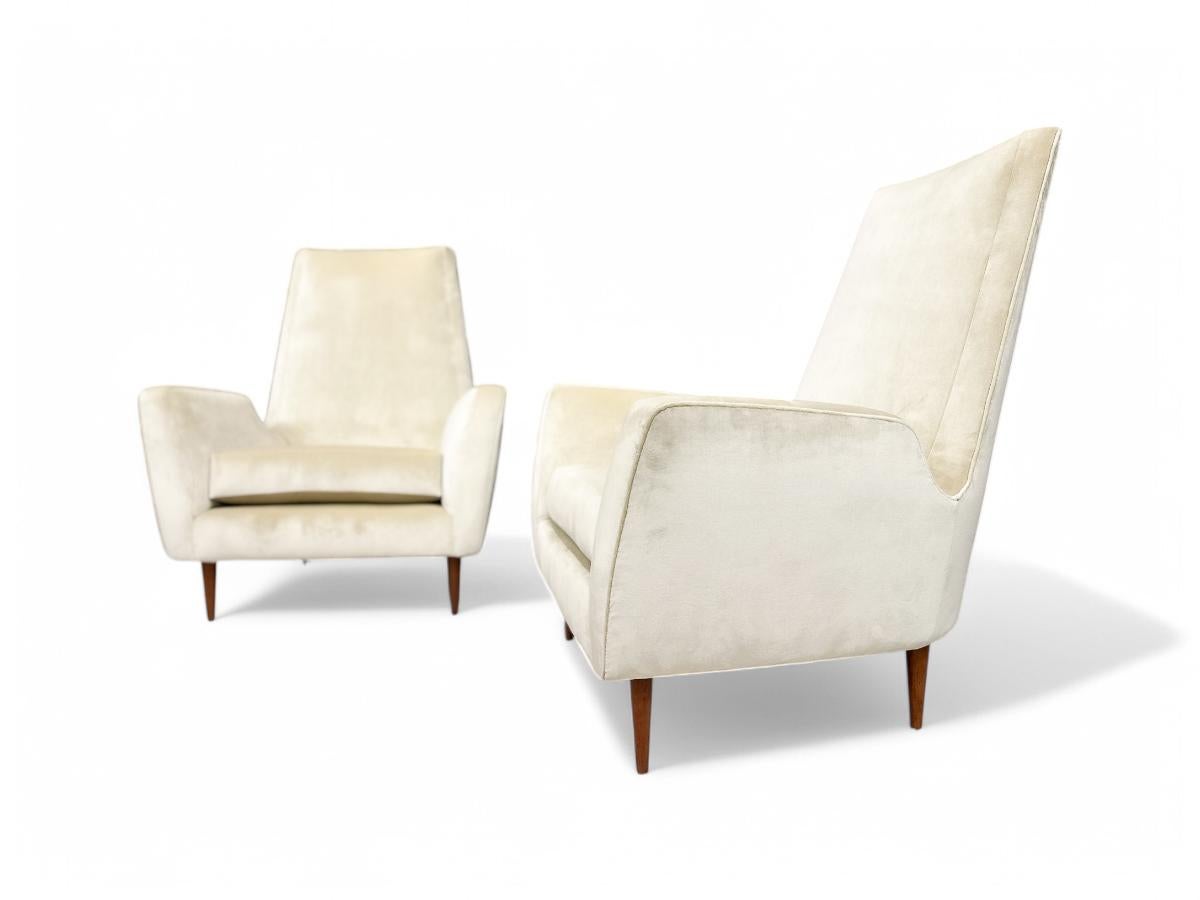 Woodwork Mid-Century Modern Armchairs in Hardwood & Velvet by Giuseppe Scapinelli, Brazil For Sale