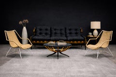 Mid-Century Modern Armchairs in Iron & Woven Cotton Fiber, Carlo Hauner, Brazil