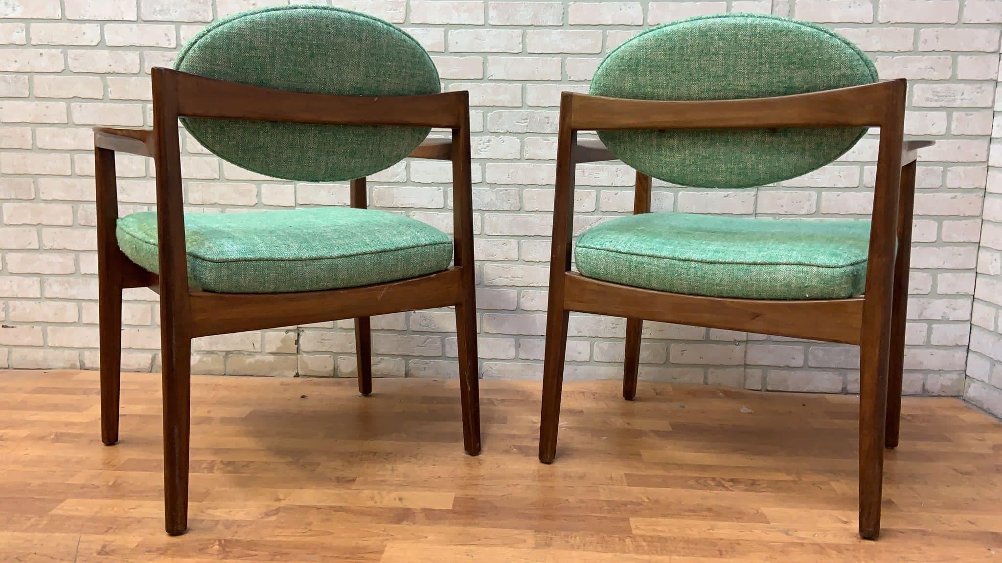 Mid-Century Modern Mid Century Modern Oval-Back Armchairs by Jens Risom Newly Reupholstered - Pair For Sale