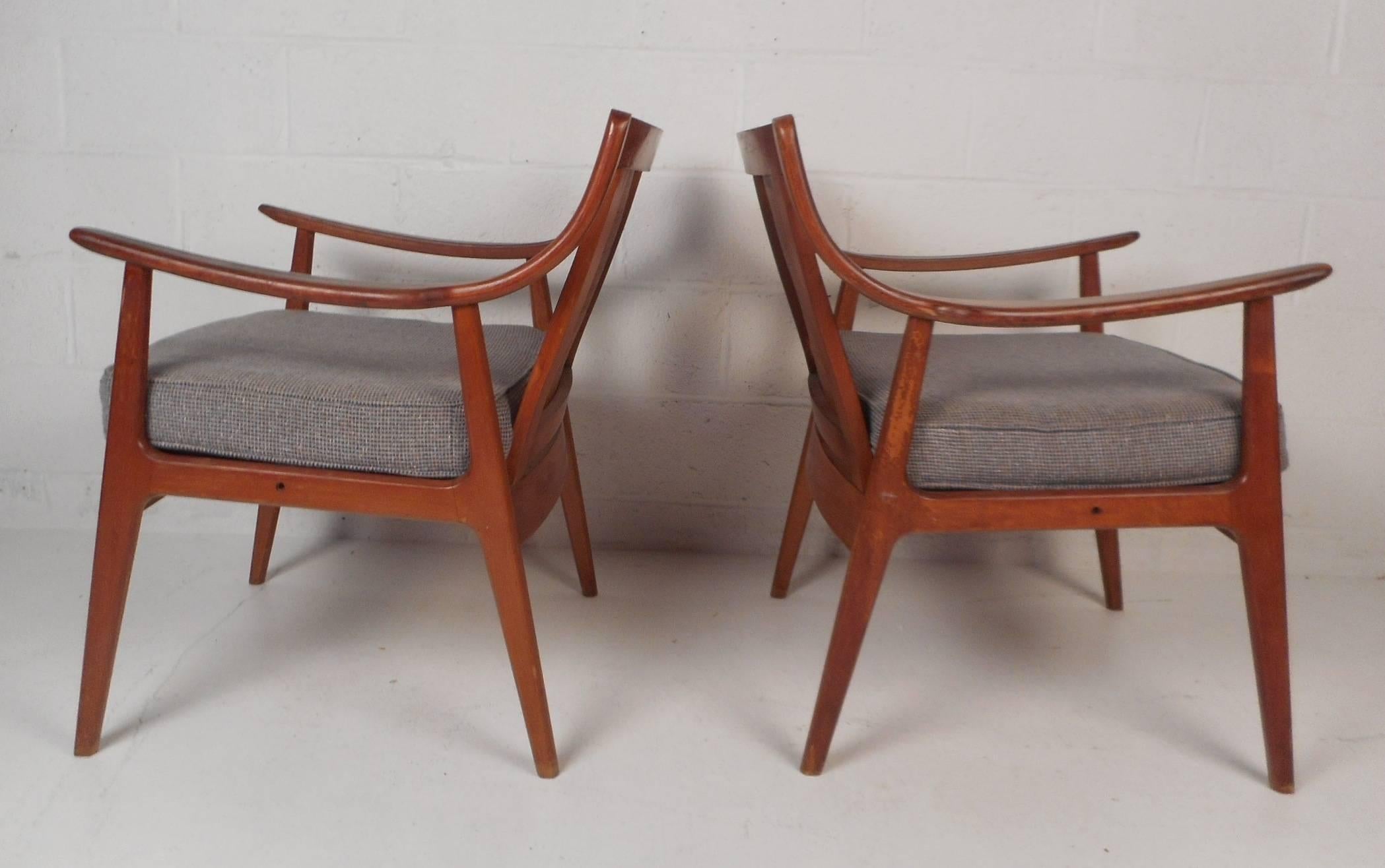 Late 20th Century Mid-Century Modern Armchairs with Cane Back Rests