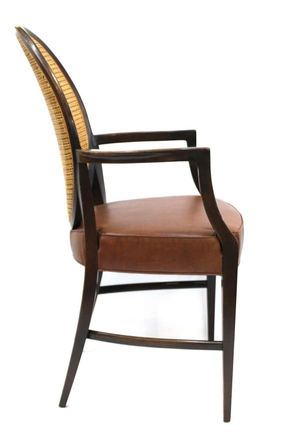 Mid-Century Modern Armchairs with Caned Backs Seat Attributed to Harvey Probber In Excellent Condition In New York, NY