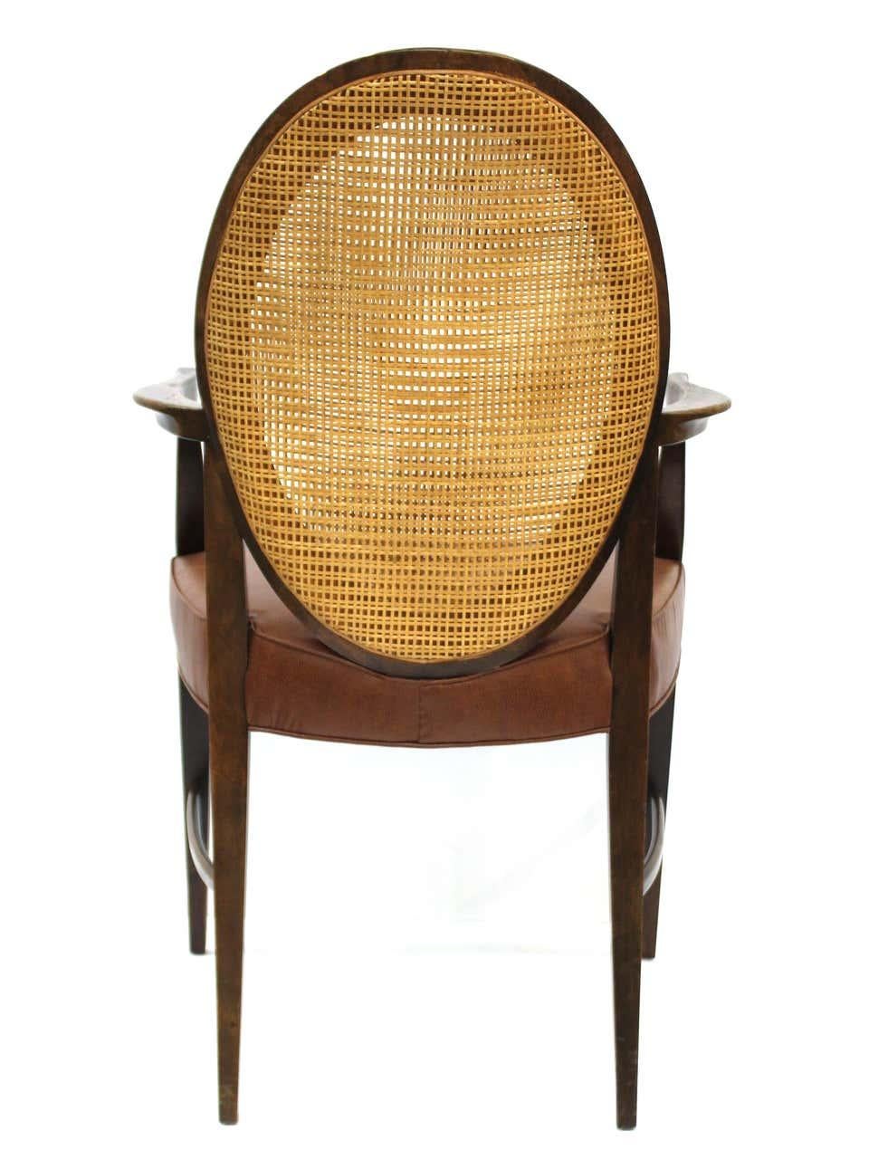 Mid-20th Century Mid-Century Modern Armchairs with Caned Backs Seat Attributed to Harvey Probber