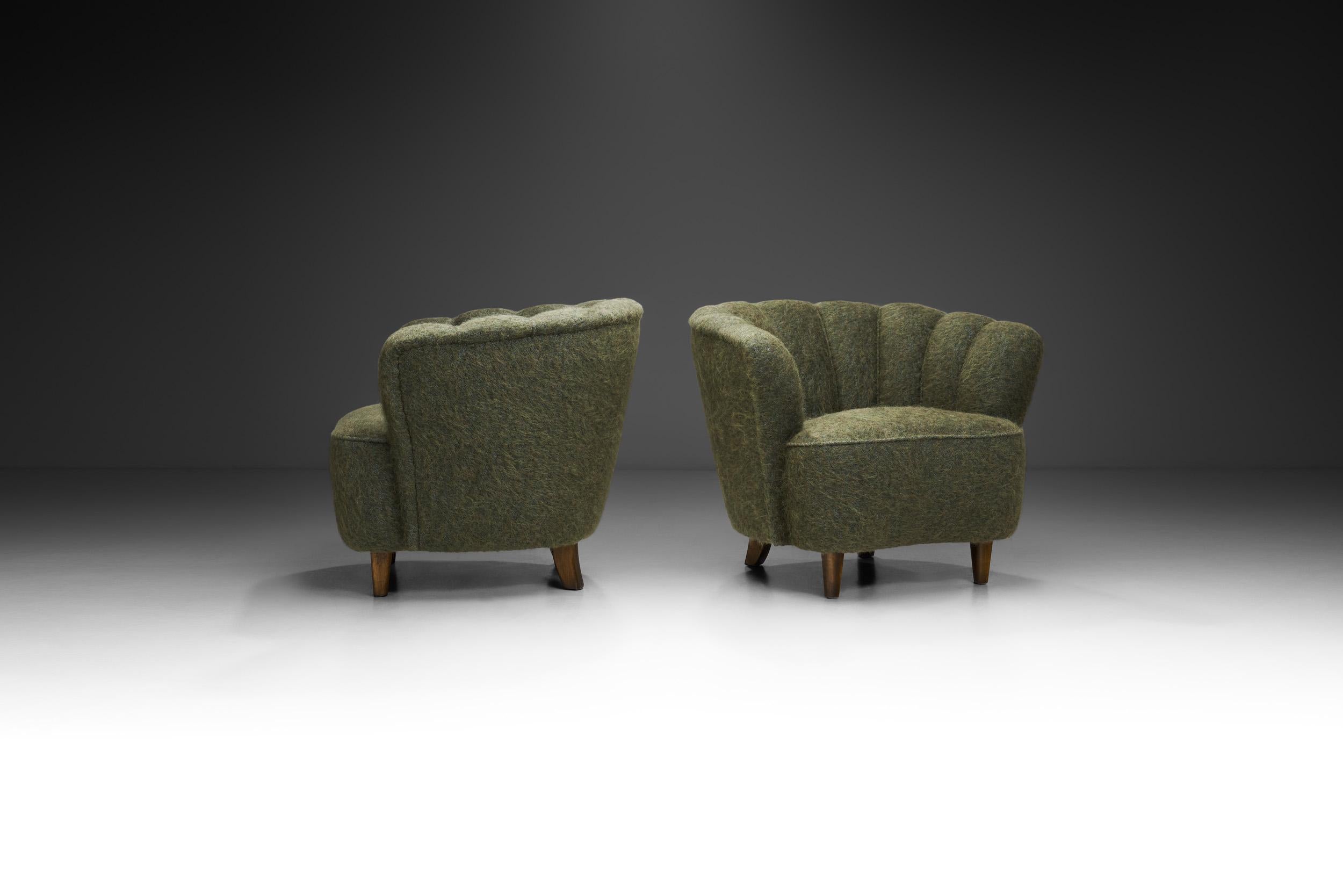 Fauteuils The Modernity avec tapisserie verte, Europe 1950s Bon état - En vente à Utrecht, NL
