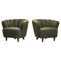 Vintage Mid-Century Modern Armchairs with Green Upholstery, Europe 1950s
