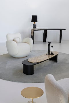 Mid-Century Modern Armona Stone Coffee Tables, Miel Onyx, Handmade by Greenapple