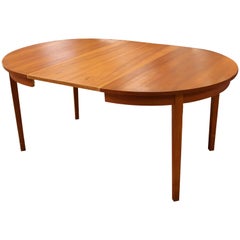 Mid-Century Modern Arne Hovmand Olsen Danish Teak Oval Dining 2 Leaves 1960s