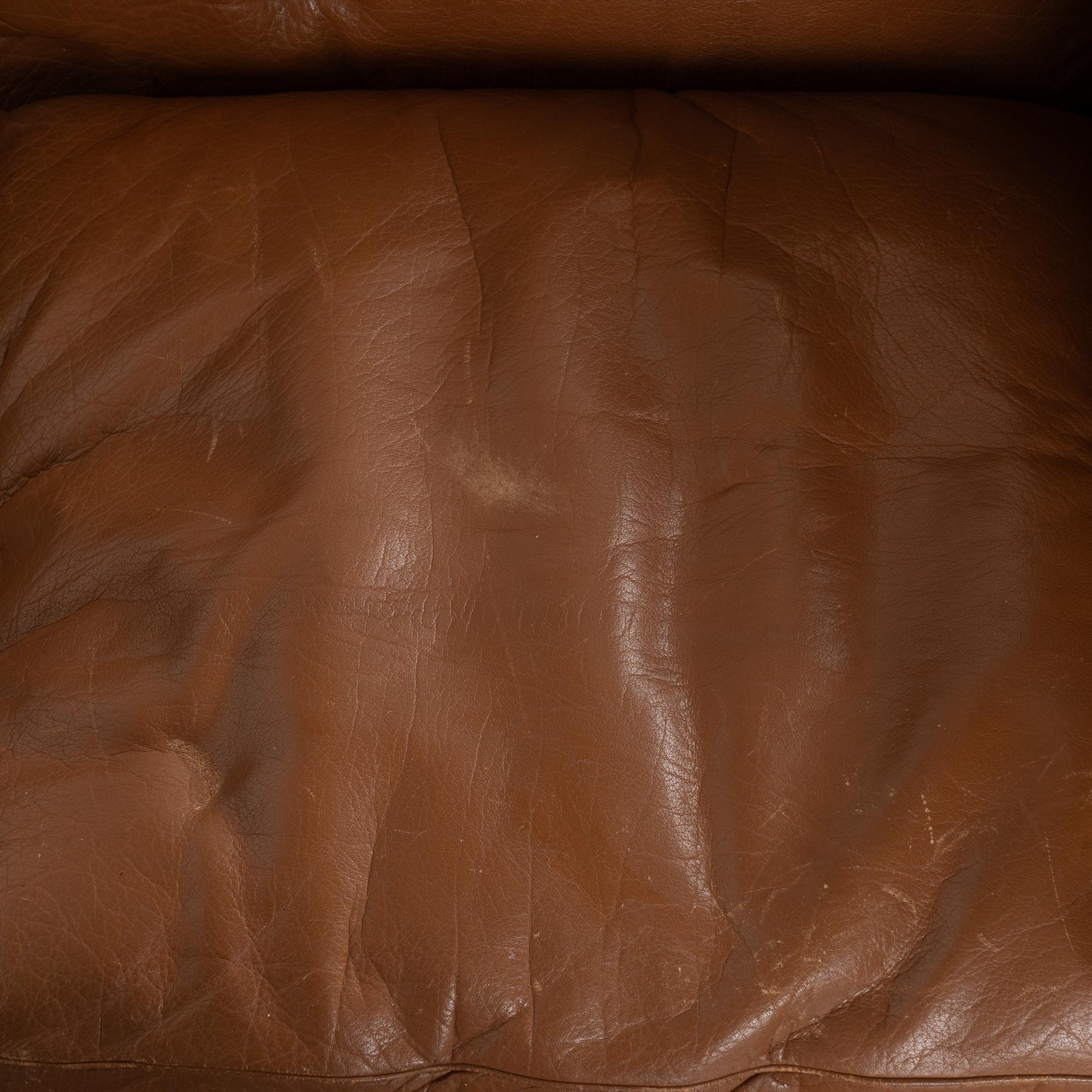 Mid Century Modern Arne Norell Two Seat Vintage Brown Leather Sofa, Sweden 5