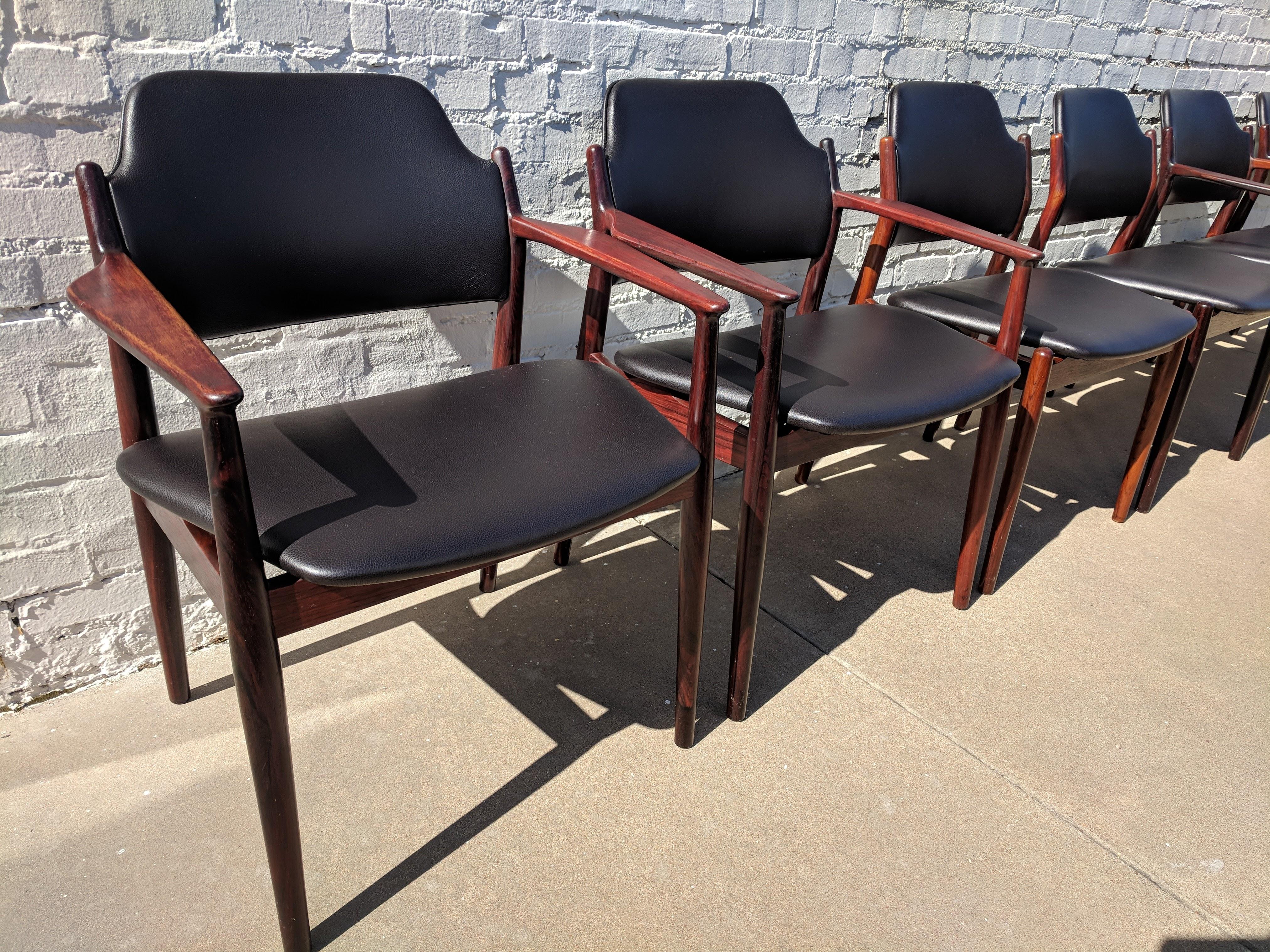 Mid Century Modern Arne Vodder Dining Table and Chairs In Good Condition For Sale In Tulsa, OK