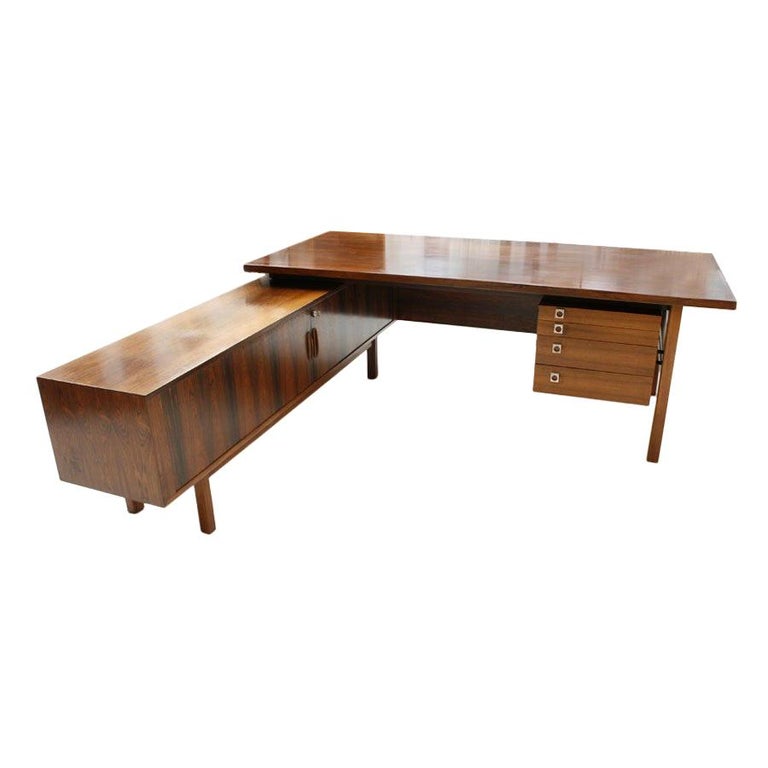 Mid Century Modern Arne Vodder Rosewood L Shape Danish Executive