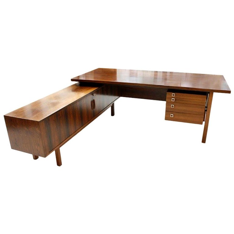 Mid Century Modern Arne Vodder Rosewood, L Shaped Dresser And Desk