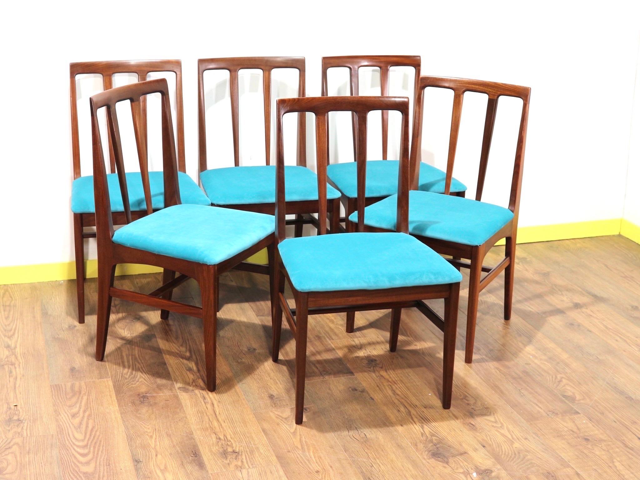20th Century Mid-Century Modern Aromosia Danish Style Dining Chairs by Younger x 6