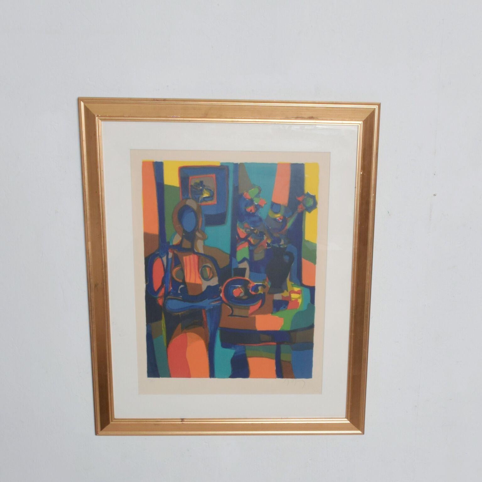 1960s Modern Art Abstract Color Still Life Lithograph by Marcel Mouly 1