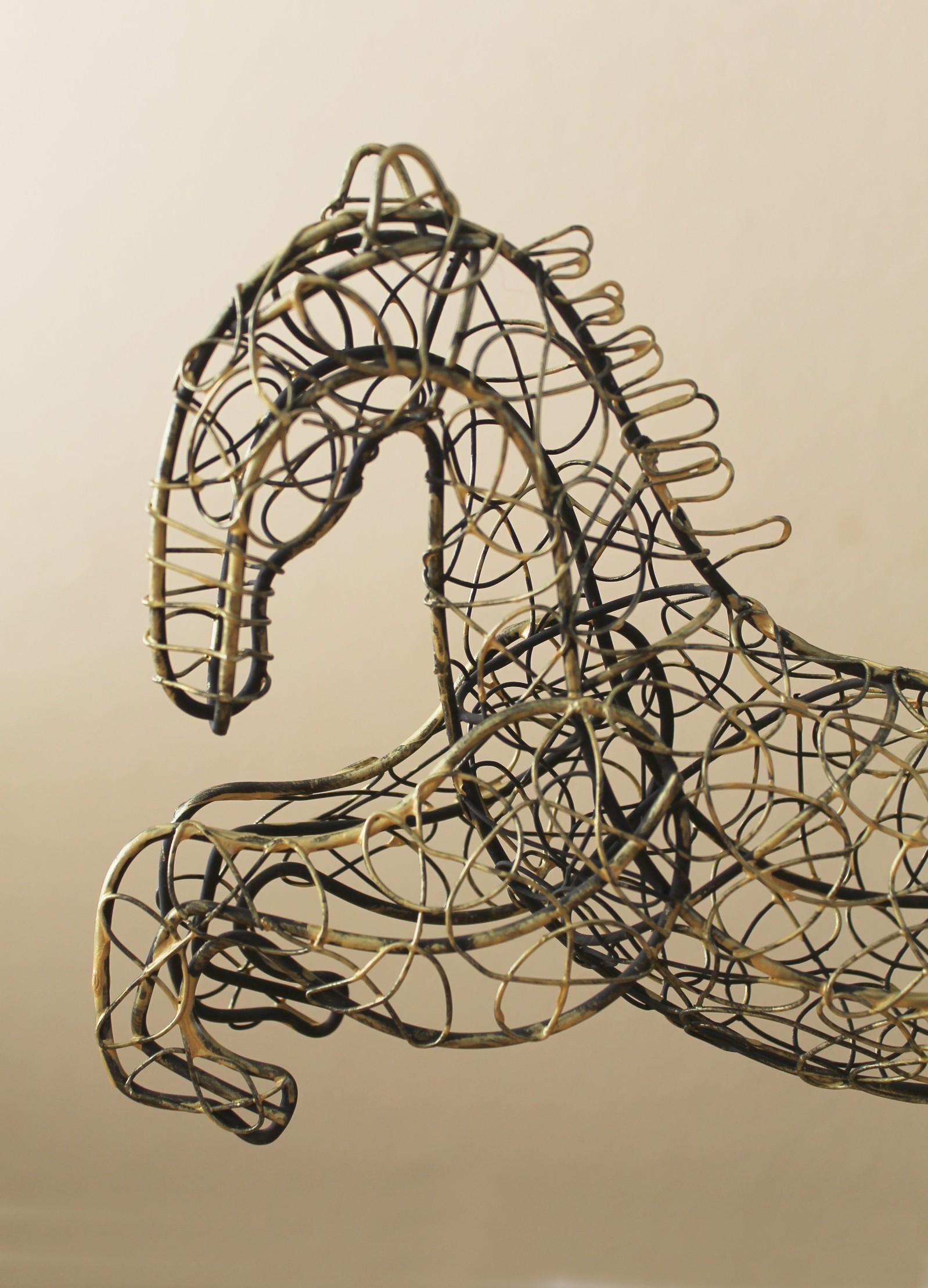 Hand-Crafted Mid Century Modern Art! Abstract Horse Sculpture! Gold Frederic Weinberg 1950s For Sale