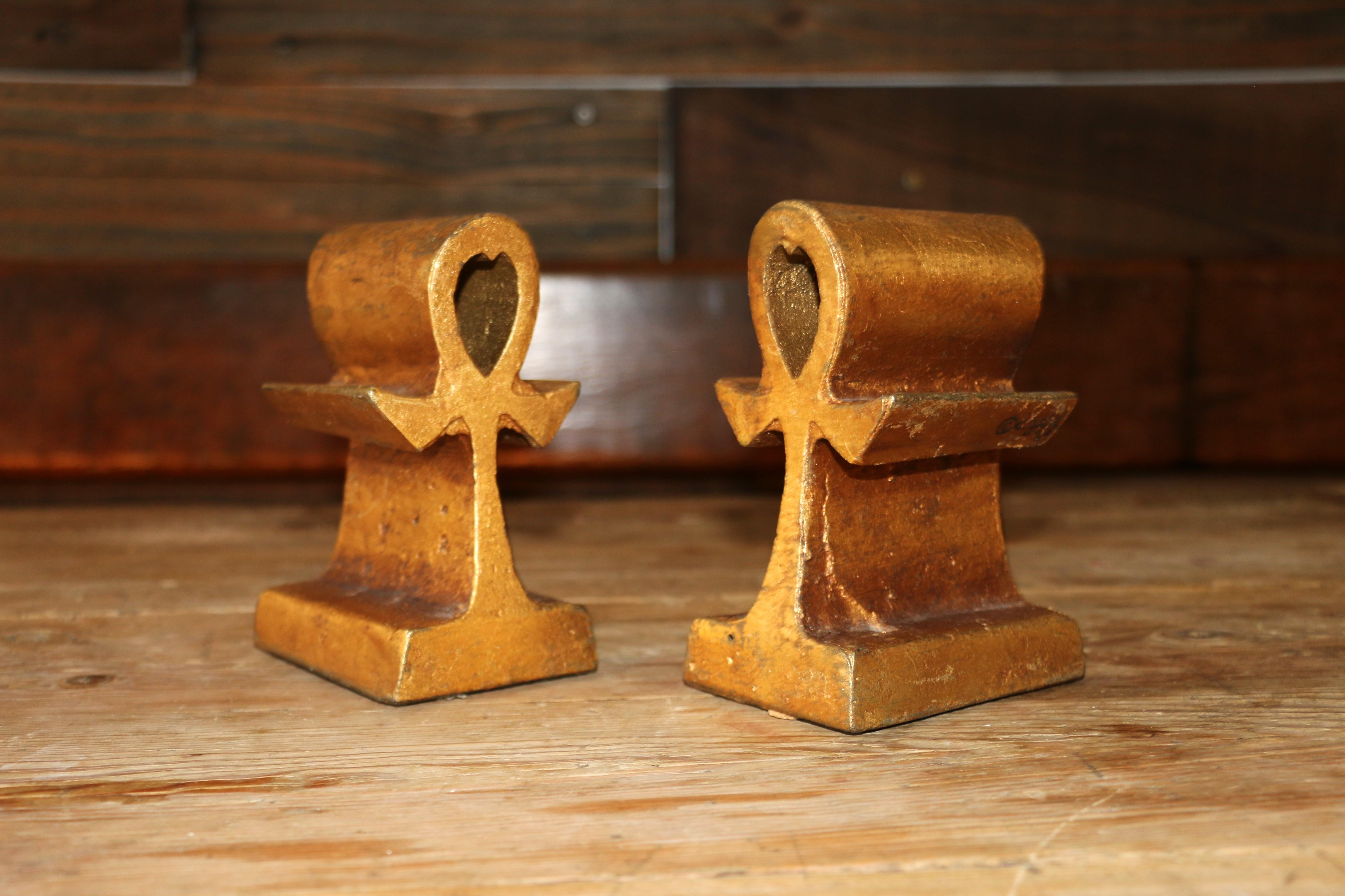Mid-Century Modern Art Ankh Bookends by C Jere, 1960s For Sale 4