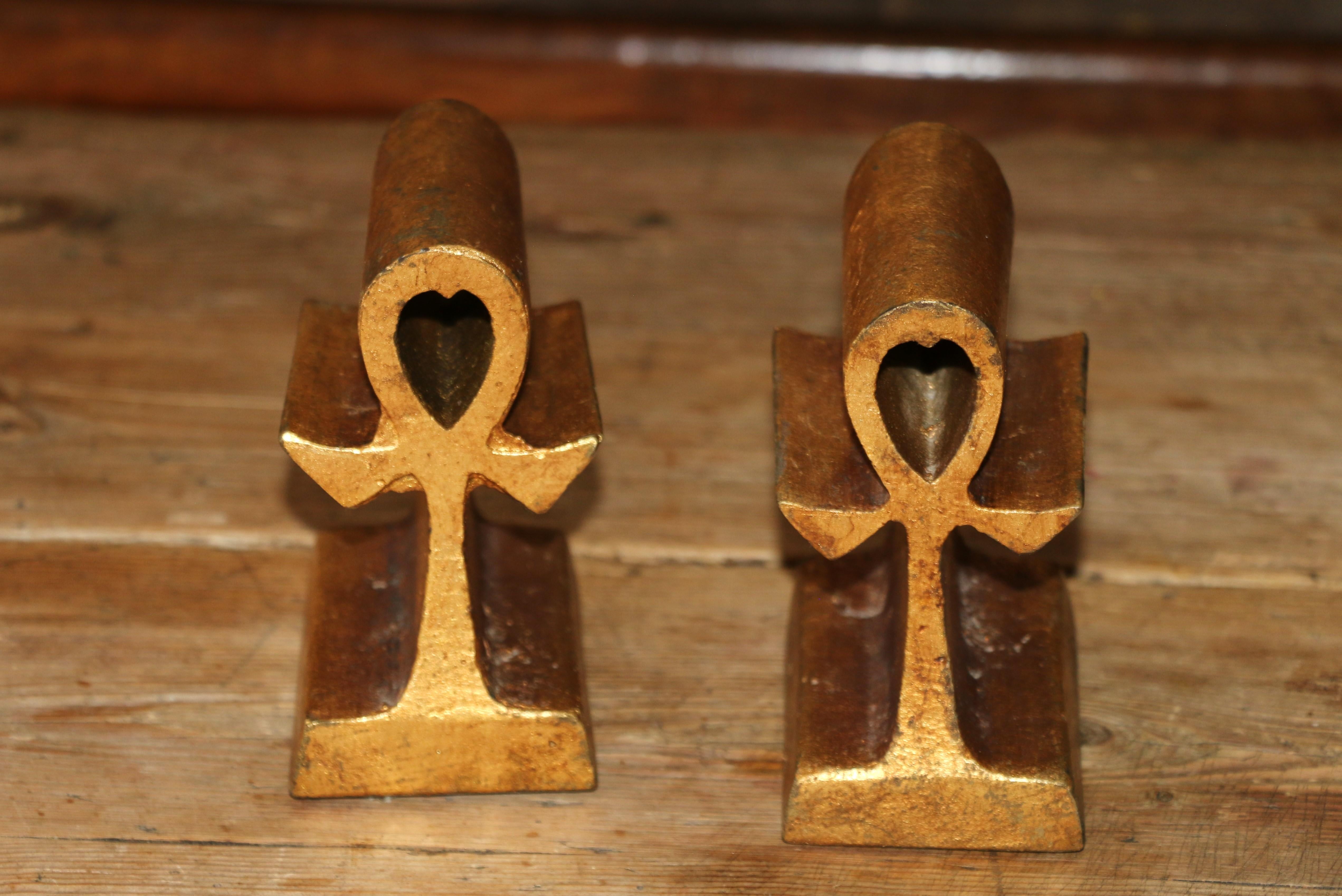 American Mid-Century Modern Art Ankh Bookends by C Jere, 1960s For Sale
