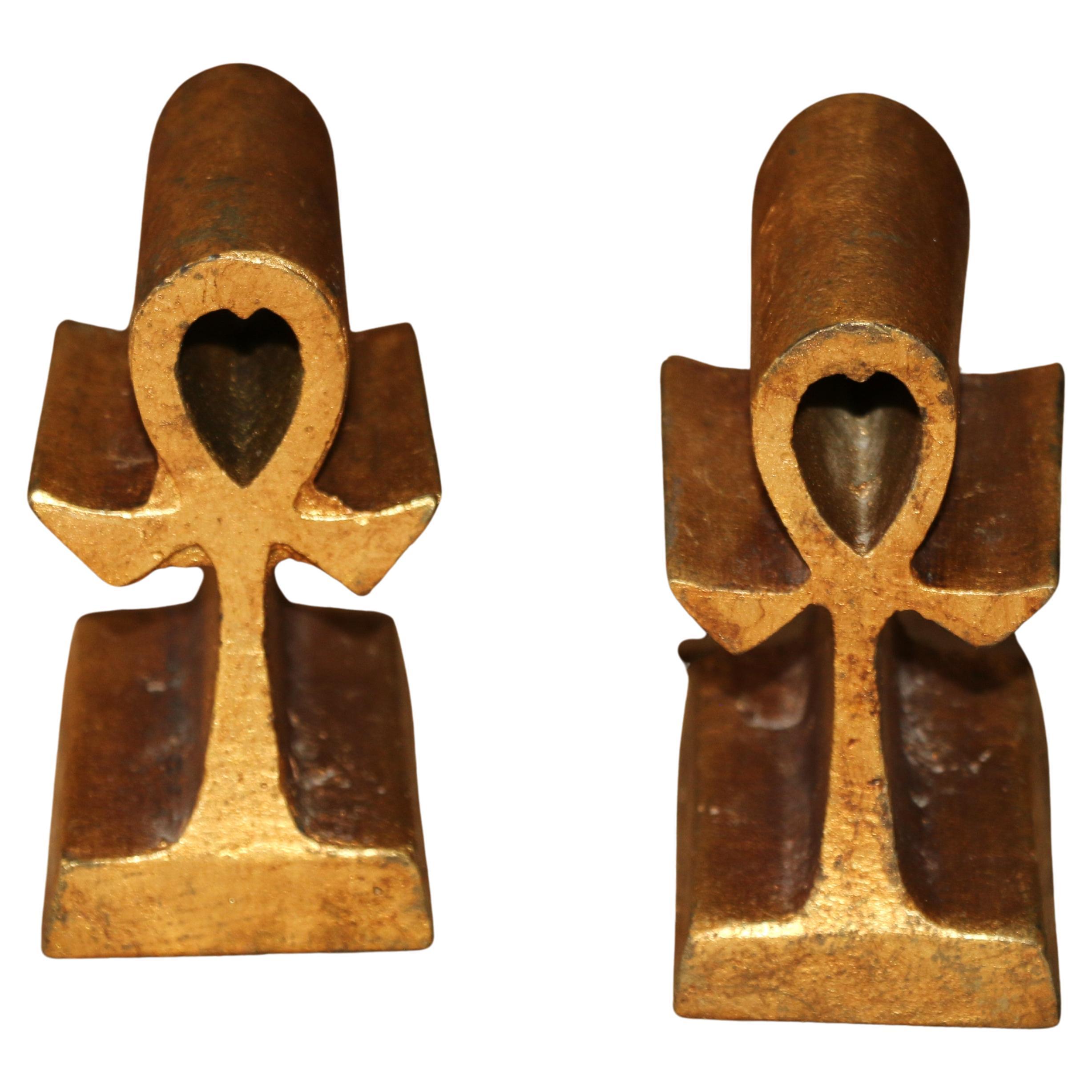 Mid-Century Modern Art Ankh Bookends by C Jere, 1960s