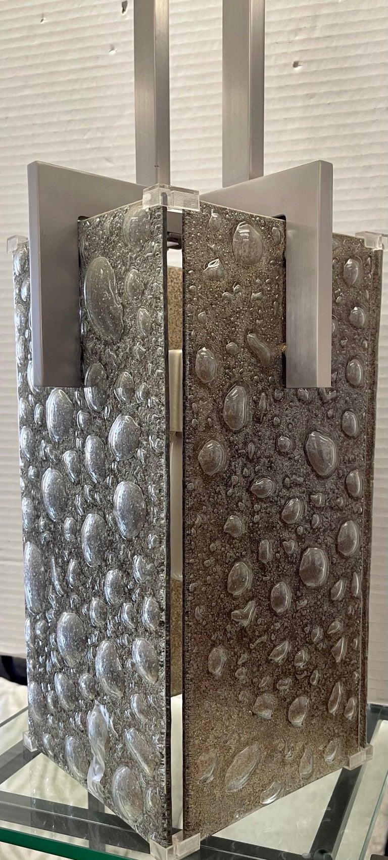 Mid Century Modern Art Bubble Glass and Chrome Pendant Light For Sale