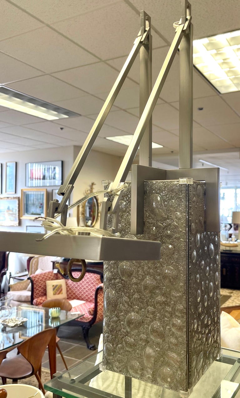 Mid Century Modern Art Bubble Glass and Chrome Pendant Light For Sale