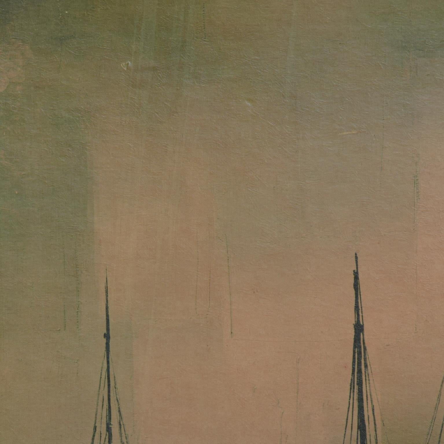 Milieu du XXe siècle Peinture à l'huile - Art moderne français des années 1960 par Gilbert Bria Sail Boats