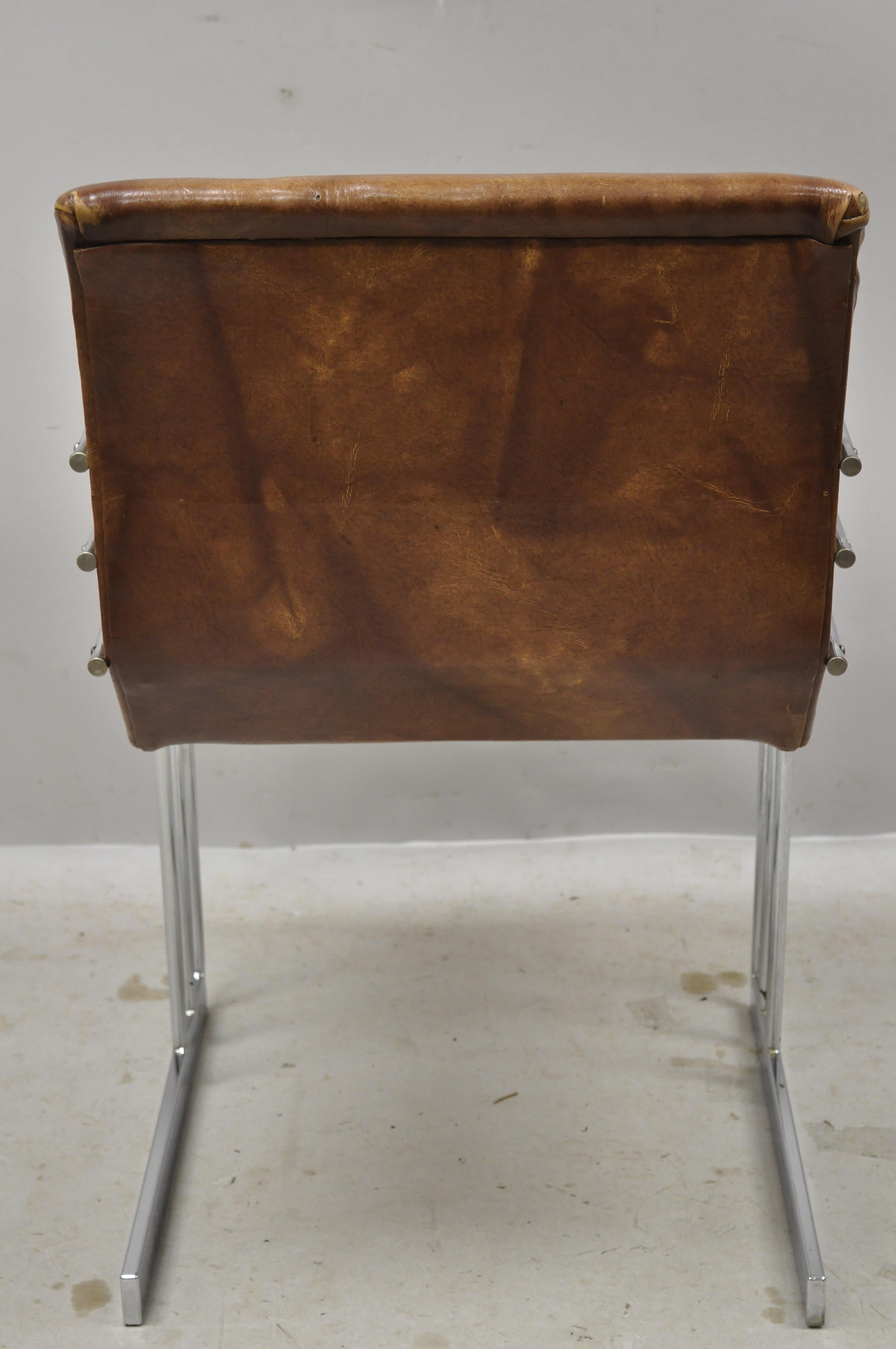 Mid-Century Modern Art Deco Chrome Cantilever Milo Baughman Style Armchair For Sale 2