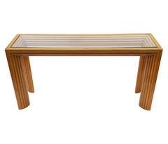 Mid Century Modern Art Deco Pencil Reed Bamboo Console Table or Sofa Table