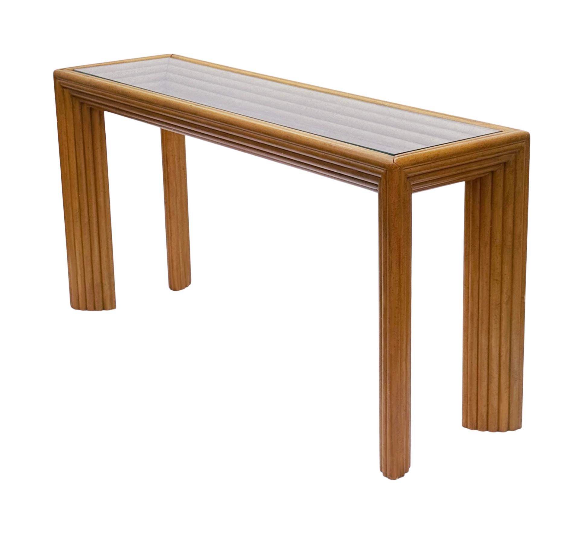 Mid-Century Modern Mid Century Modern Art Deco Pencil Reed Bamboo Console Table or Sofa Table For Sale