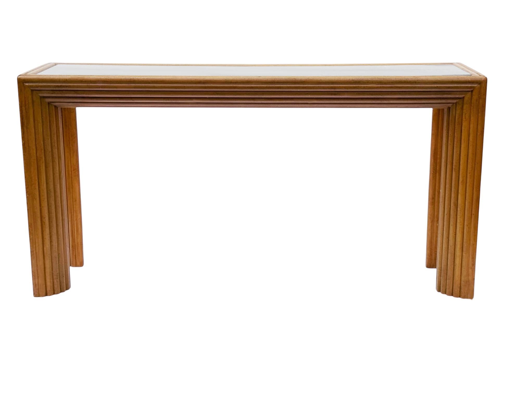 Mid Century Modern Art Deco Pencil Reed Bamboo Console Table or Sofa Table In Good Condition For Sale In Philadelphia, PA