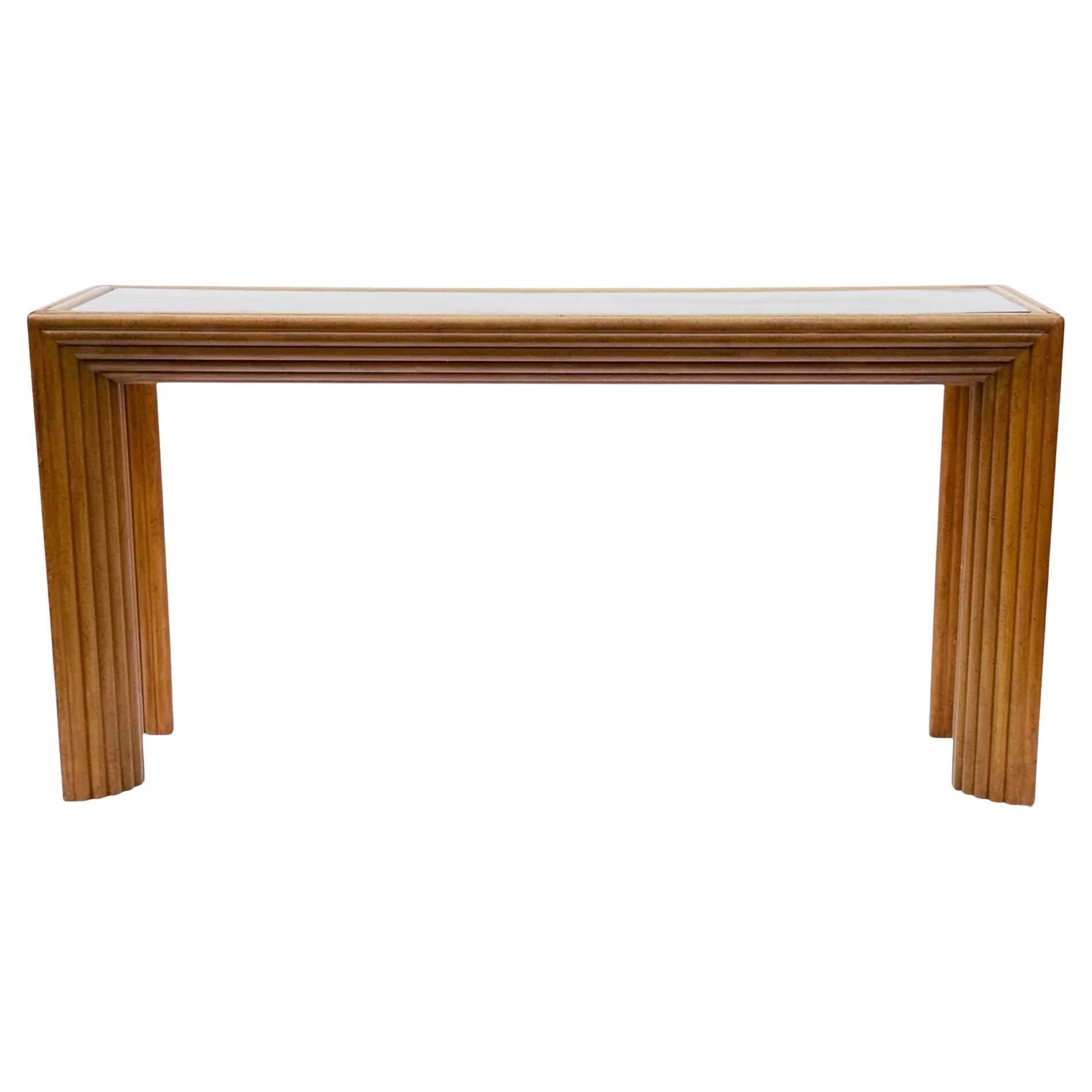 Mid Century Modern Art Deco Pencil Reed Bamboo Console Table or Sofa Table For Sale