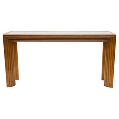 Mid Century Modern Art Deco Pencil Reed Bamboo Console Table or Sofa Table