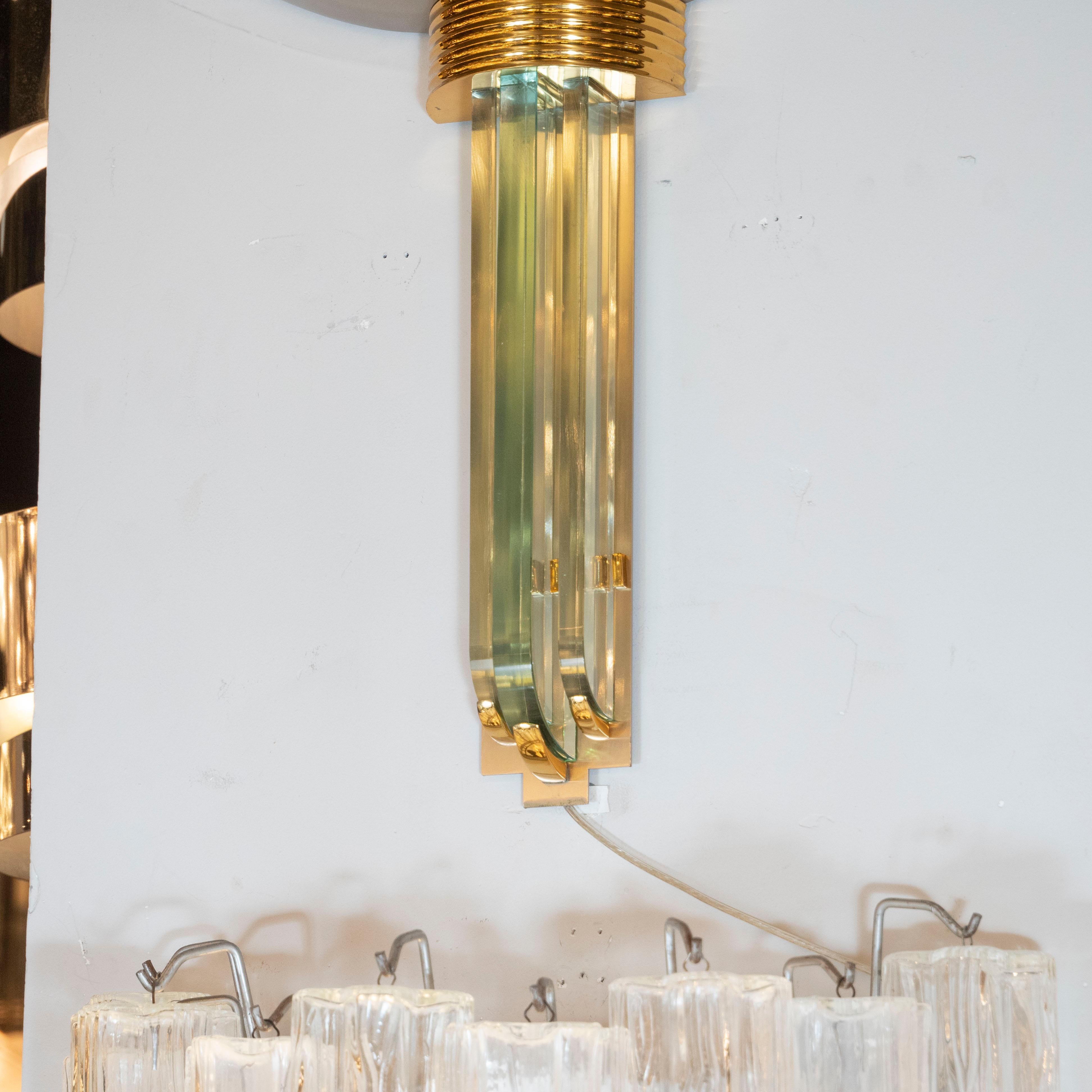 Mid-Century Modern Art Deco Revival Contrasting Metallic Sconce In Excellent Condition For Sale In New York, NY
