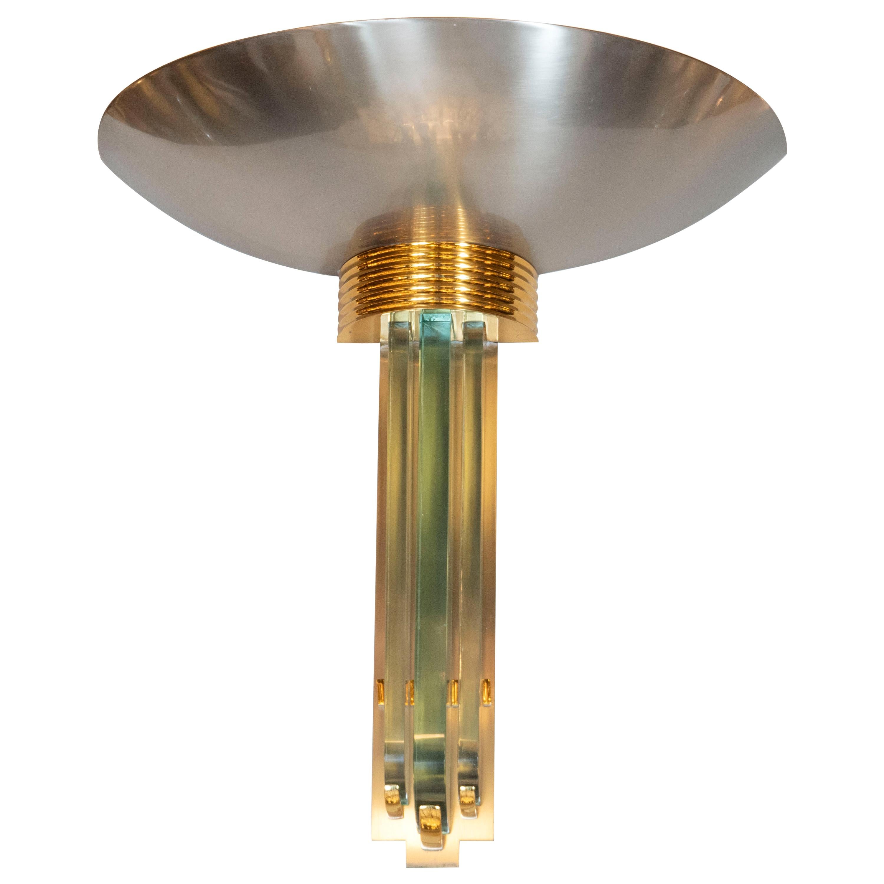 Mid-Century Modern Art Deco Revival Contrasting Metallic Sconce For Sale