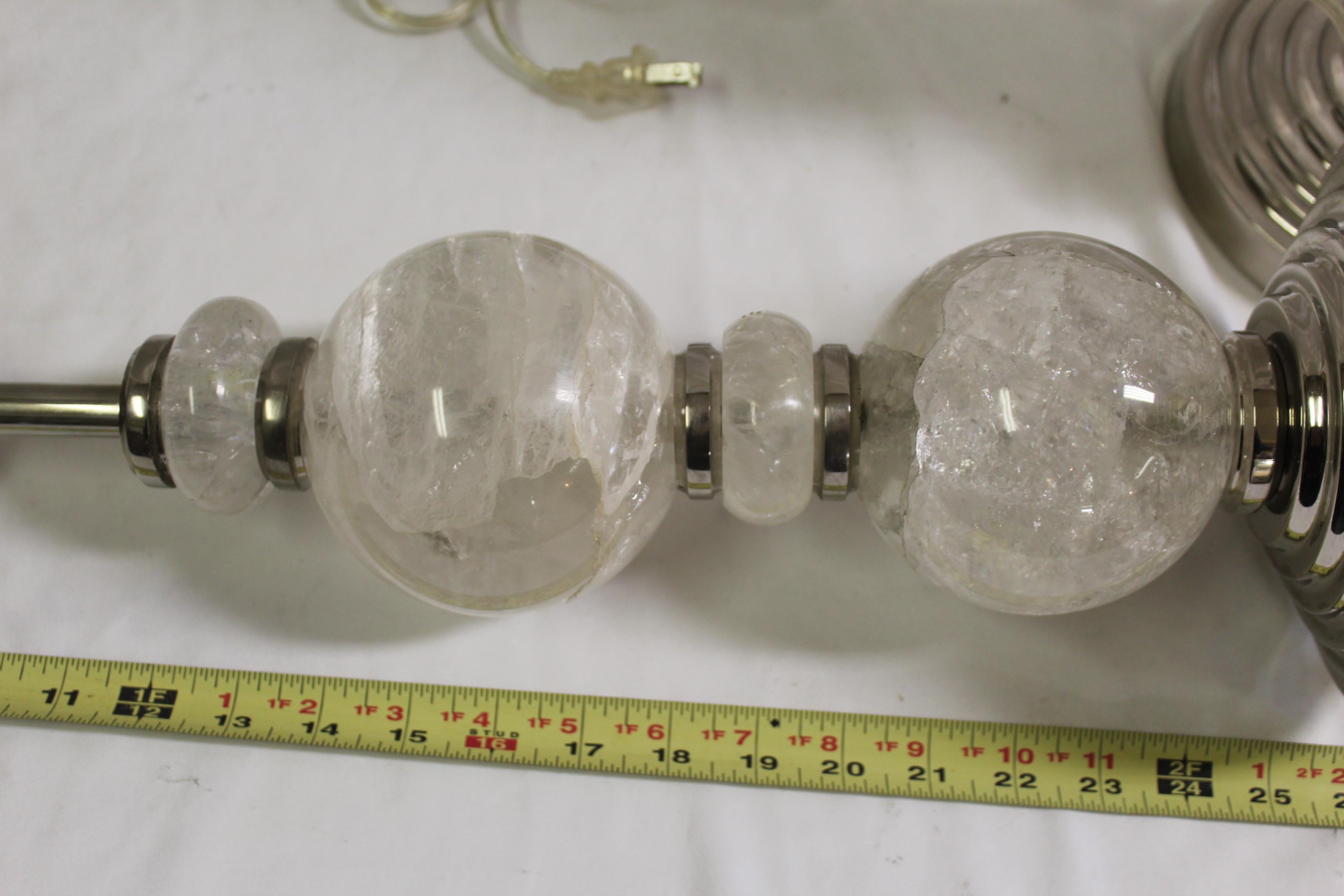 Mid Century/Modern/ Art Deco Rock Crystal Ball lamps   pair   Nickel For Sale 2