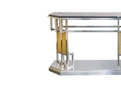 Mid Century Modern Art Deco Style Brass & Chrome Sideboard / Credenzas