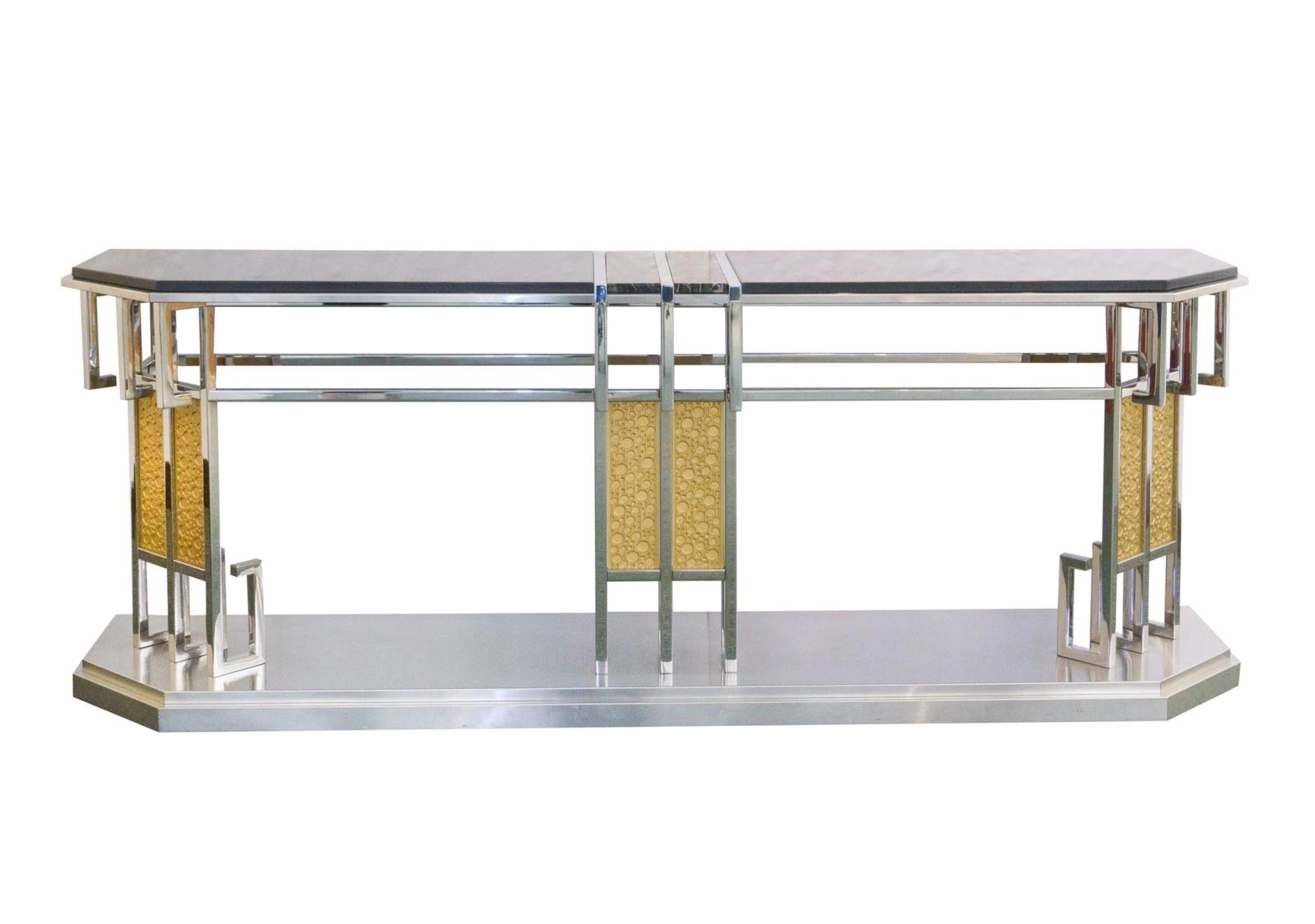 Credenza in ottone e cromo in stile Art Deco della metà del secolo scorso in vendita 1