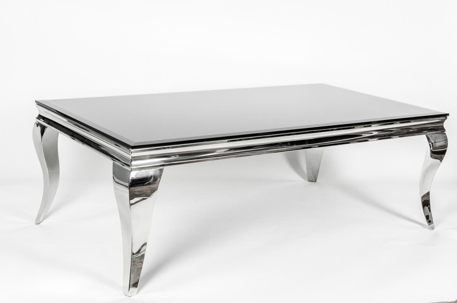 Smoked Glass Mid-Century Modern Art Deco Style Coffee Table