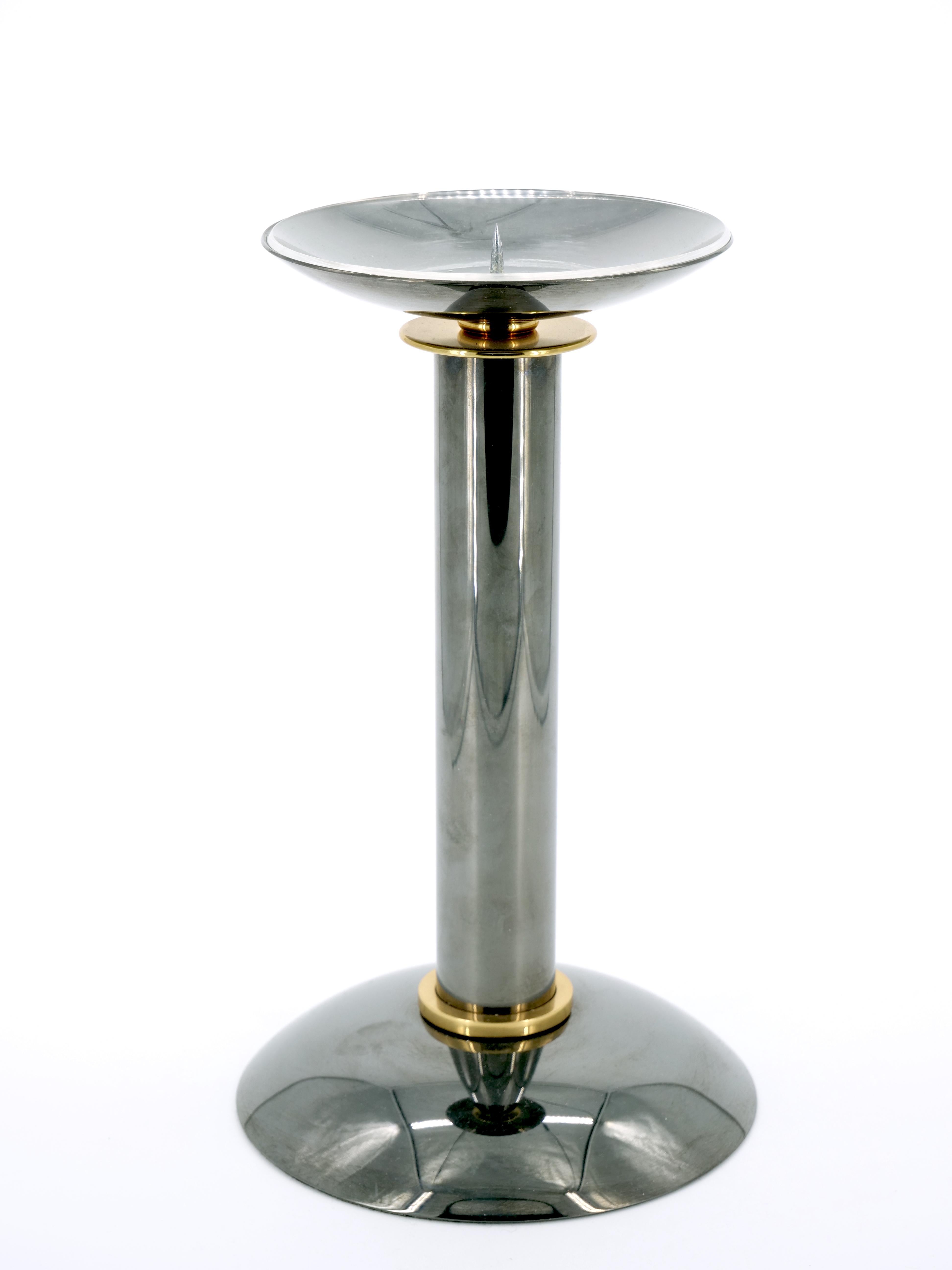 Candeliere in ottone canna di fucile in stile Art Deco della metà del secolo scorso di Karl Springer in vendita 4