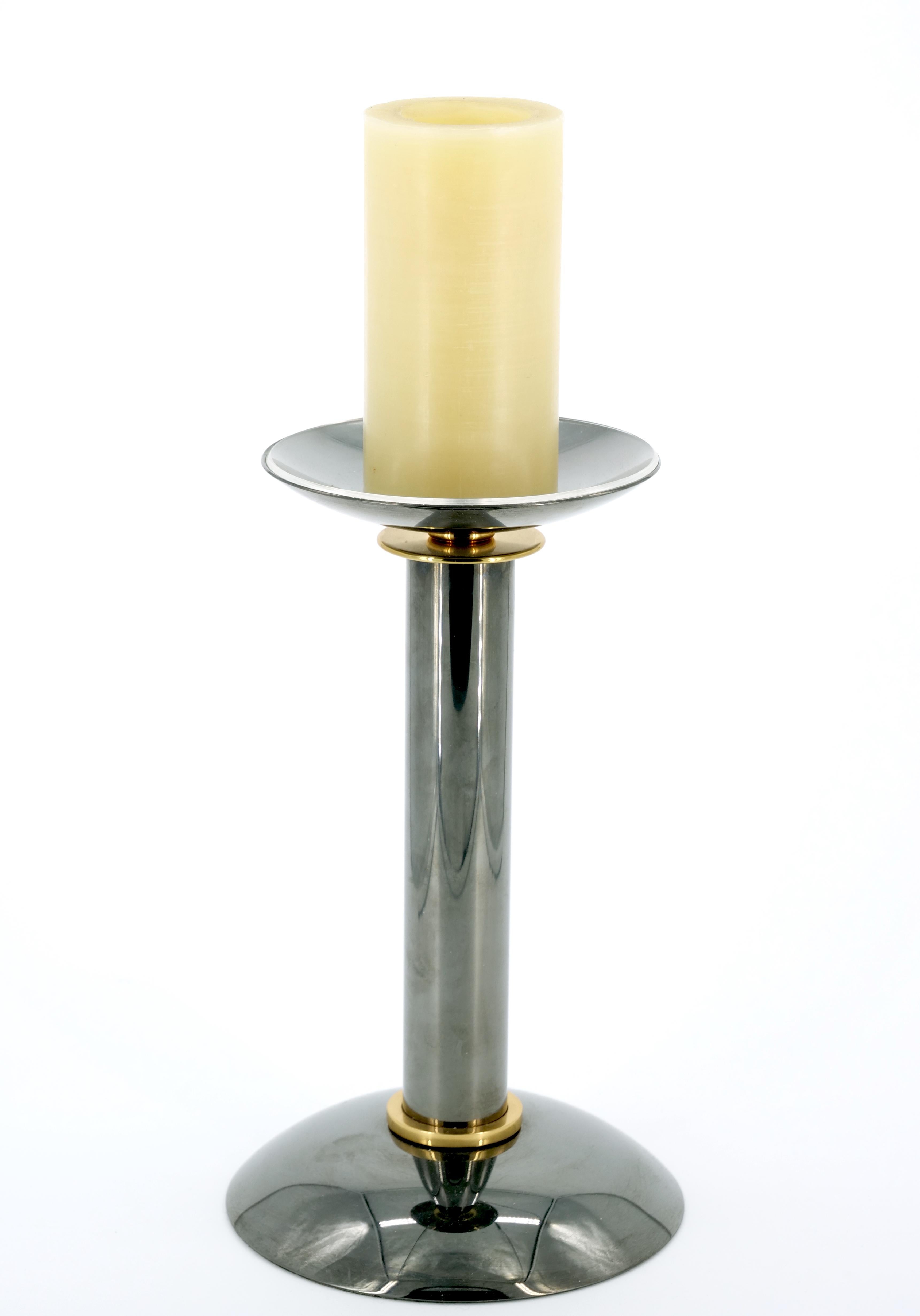 XX secolo Candeliere in ottone canna di fucile in stile Art Deco della metà del secolo scorso di Karl Springer in vendita