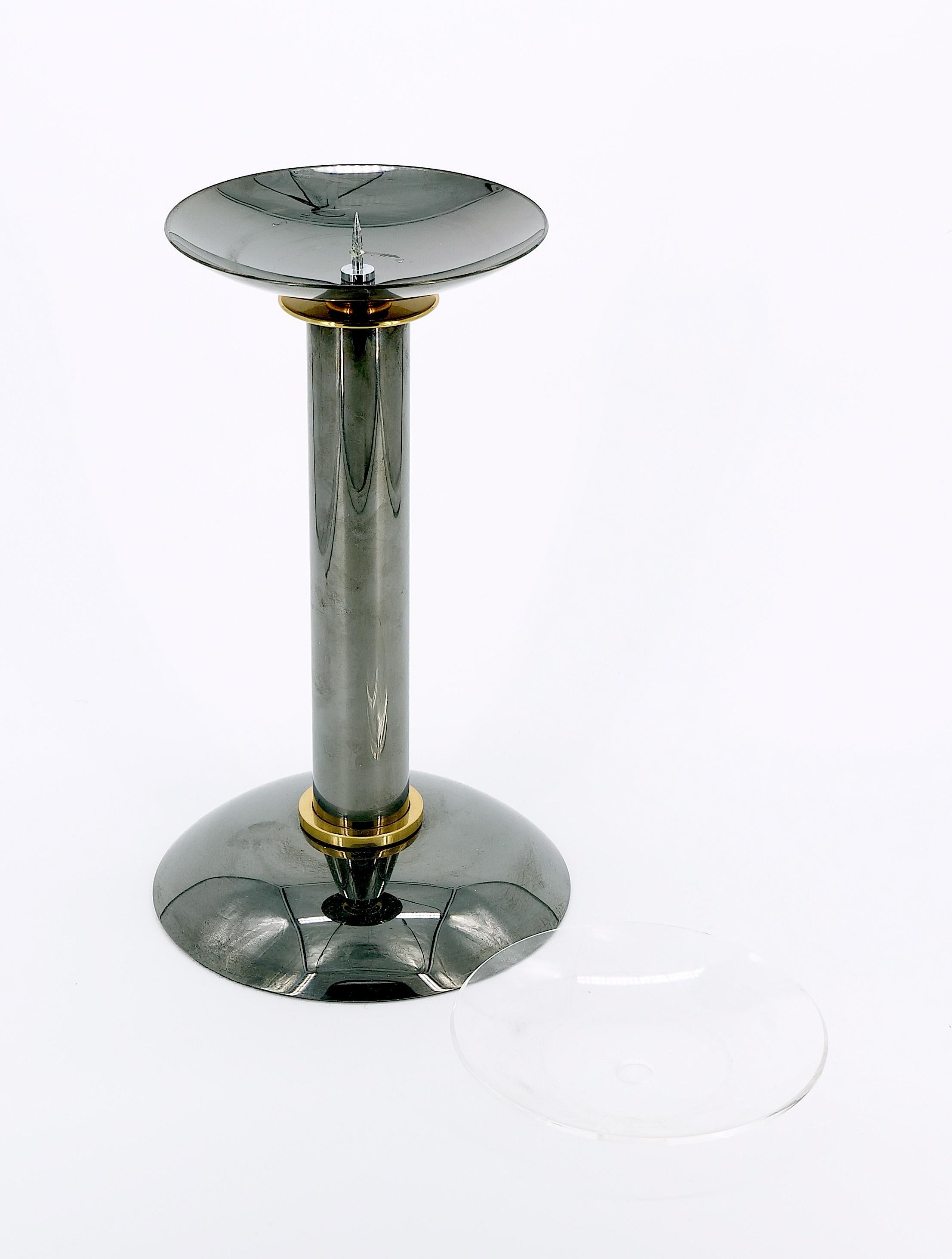 Candeliere in ottone canna di fucile in stile Art Deco della metà del secolo scorso di Karl Springer in vendita 3