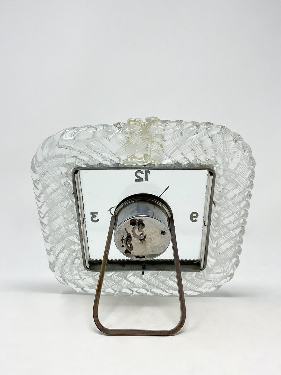 Mid-Century Modern Art Deco Table Clock, Murano Glass, 1950s.