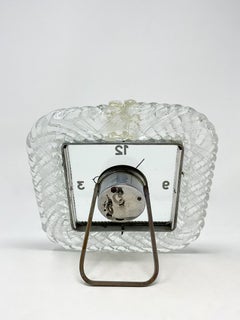 Mid-Century Modern Art Deco Table Clock, Murano Glass, 1950s