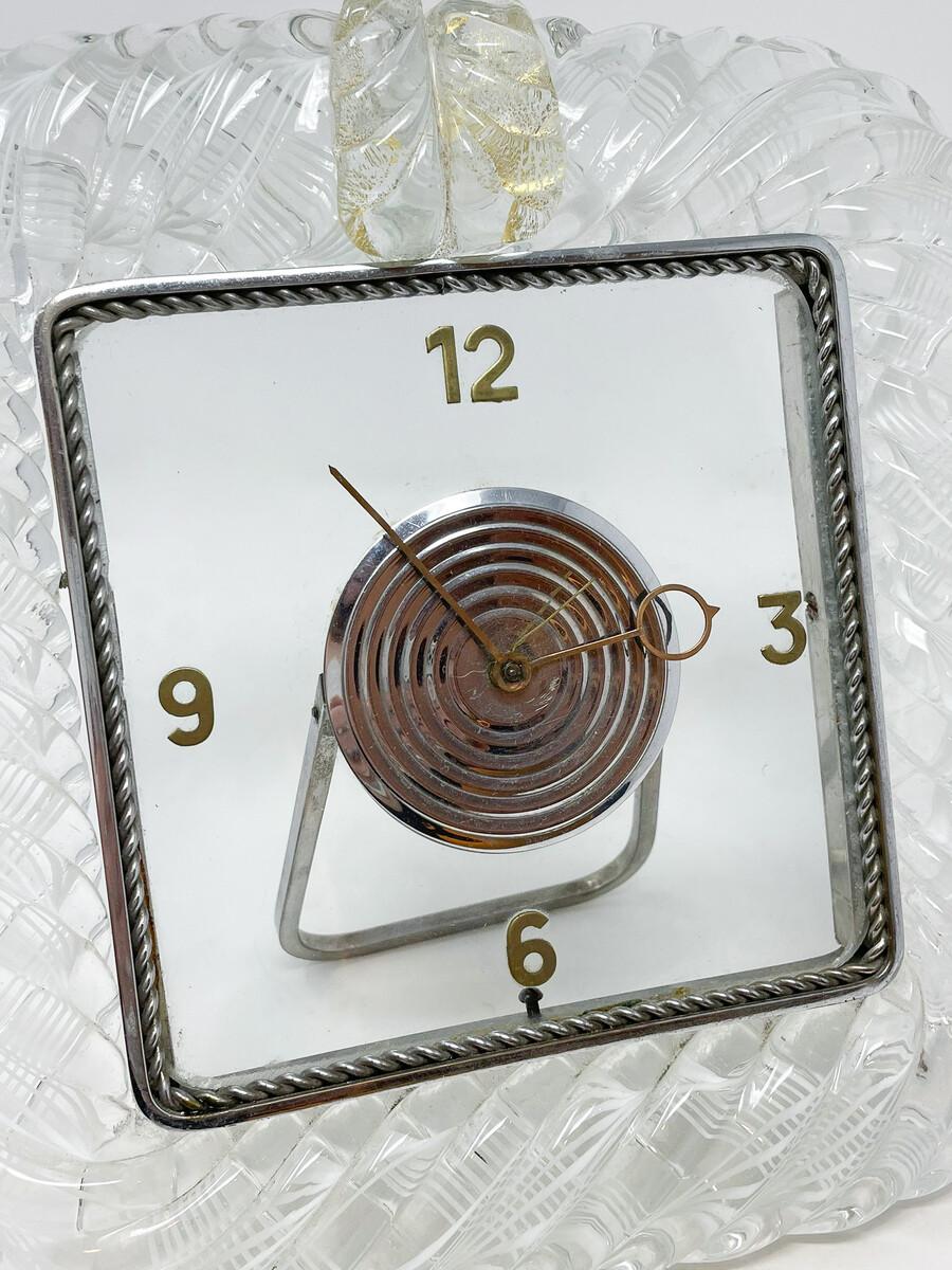 Milieu du XXe siècle Horloge de table Art déco The Moderns, verre de Murano, années 1950 en vente