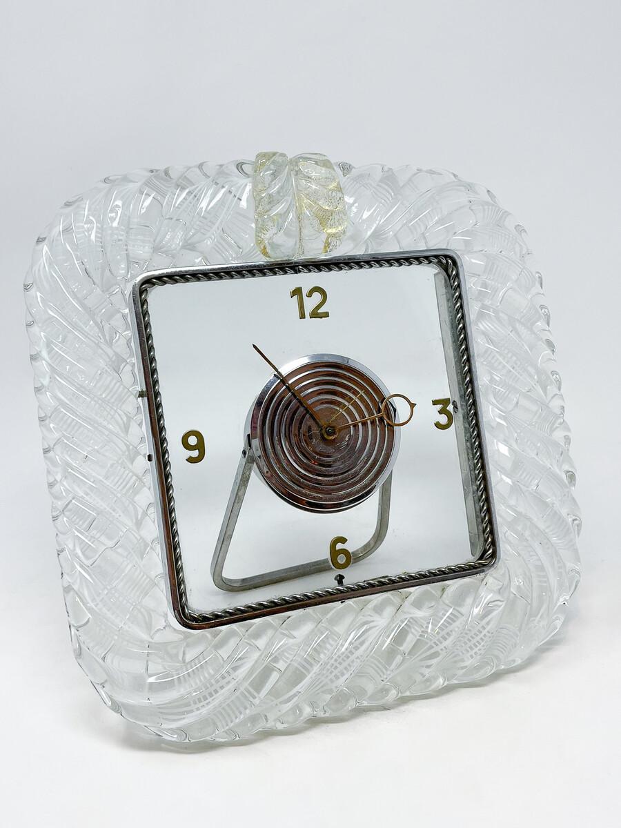 Verre de Murano Horloge de table Art déco The Moderns, verre de Murano, années 1950 en vente