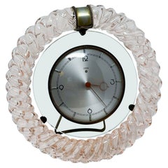 Orologio da tavolo Art Deco della metà del secolo scorso, vetro di Murano, anni '50