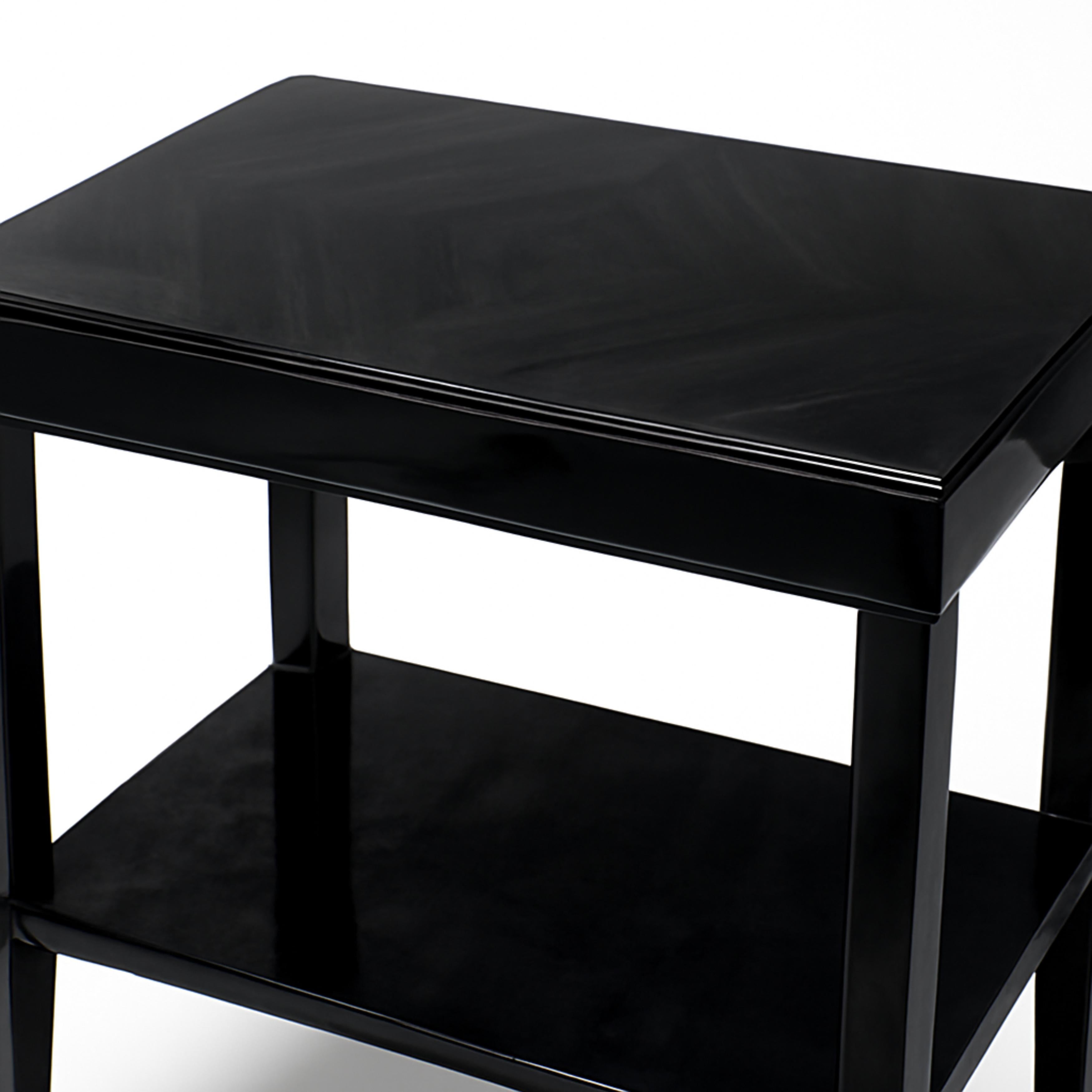 Table console Art déco en noyer laqué noir, 20e siècle en vente 5